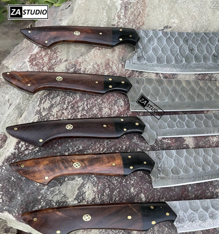 Chef Knife Set Custom Handmade Forged Kitchen Knife Set Professional Use