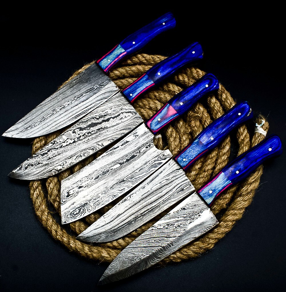 CUSTOM HANDMADE FORGED DAMASCUS STEEL CHEF KNIFE KITCHEN CHEF KNIVES SET
