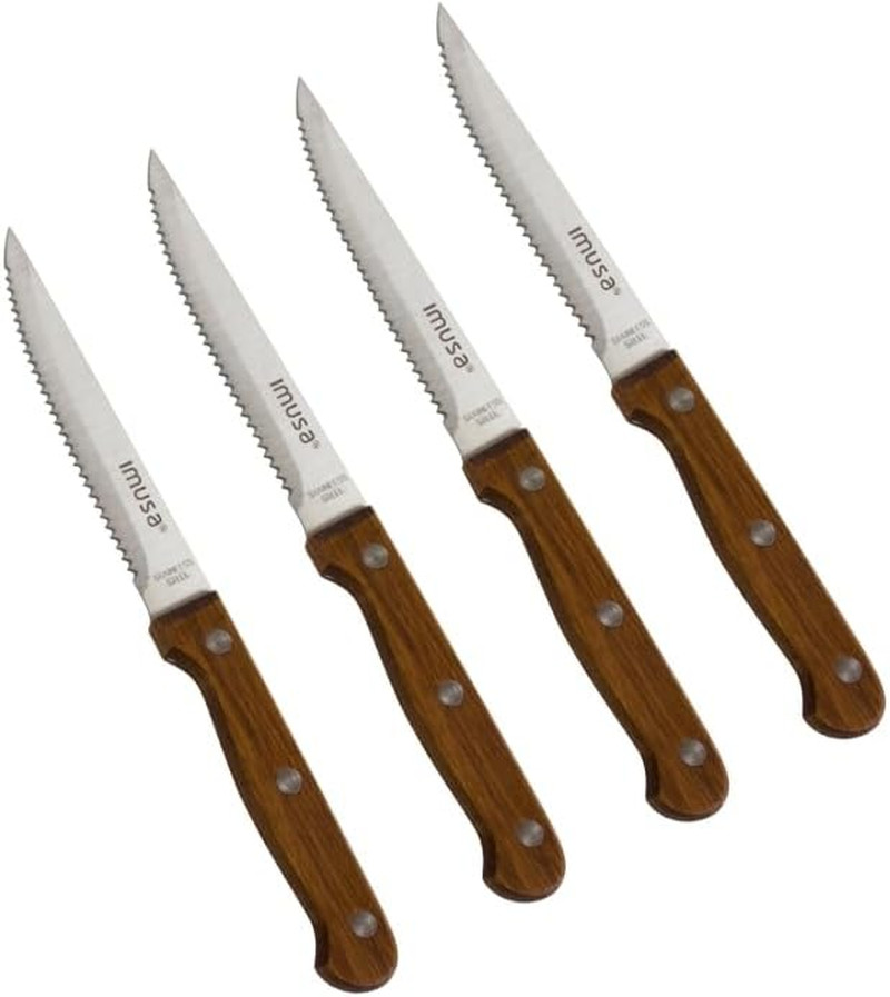 4Pc Stainless Steel Steak Knife Set with Wood Handle