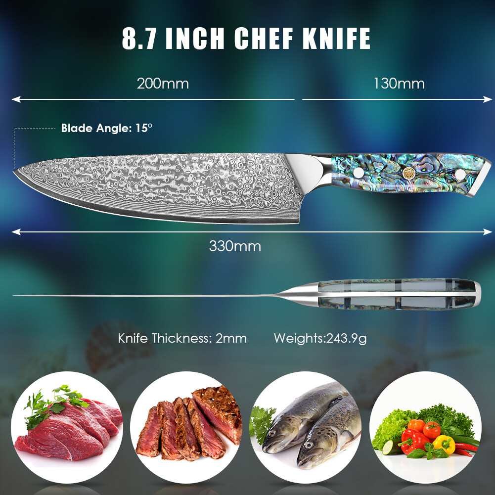 8 Inch Damascus Kitchen Knife Chef Knife Damascus steel Cleaver Knife Gift box
