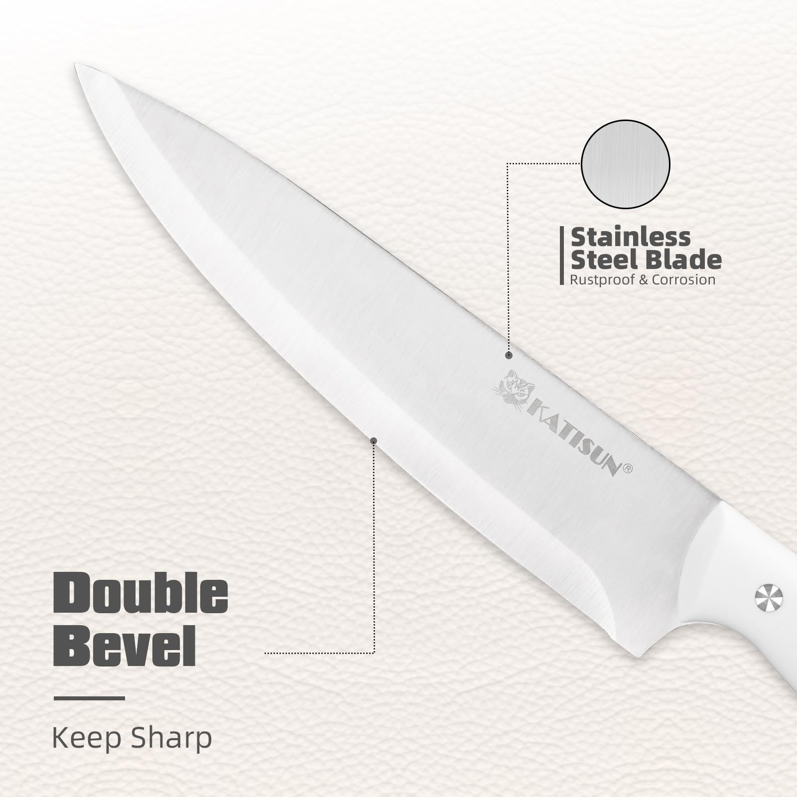15-Piece White Kitchen Knife Set with Built-in Sharpening Stone, Ergonomic Tr…