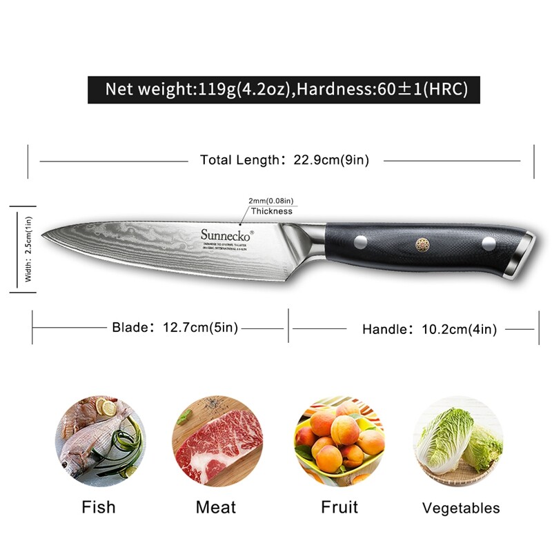 5 Inch Utility Steak Knife VG10 Damascus Steel Table Kitchen Knife Cutting Tools