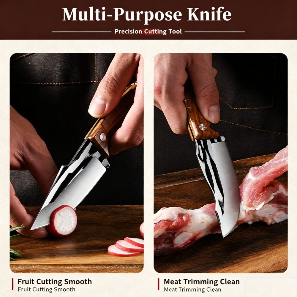 3 Pcs Kitchen Knife Stainless Steel Asian Butcher Chef Cleaver Chopping Meat
