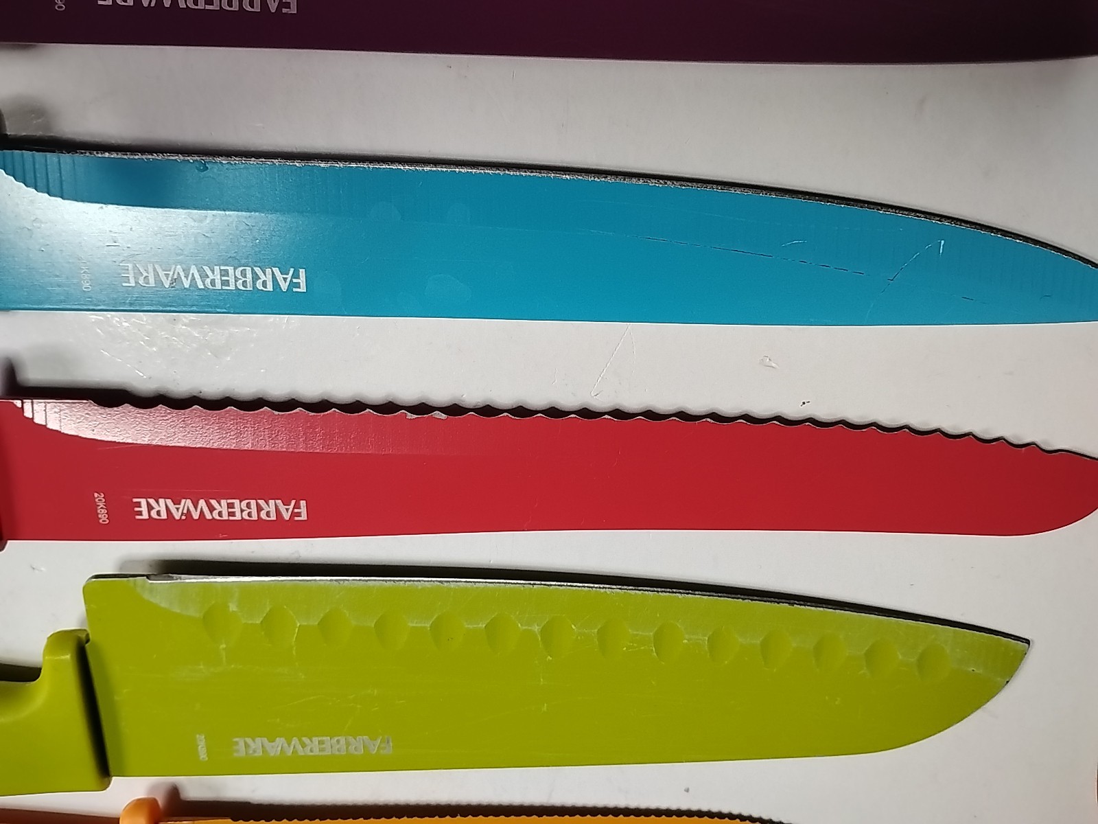 Farberware Cutlery Knife Set 5 Piece Red Orange Green Blue Purple With Sheaths