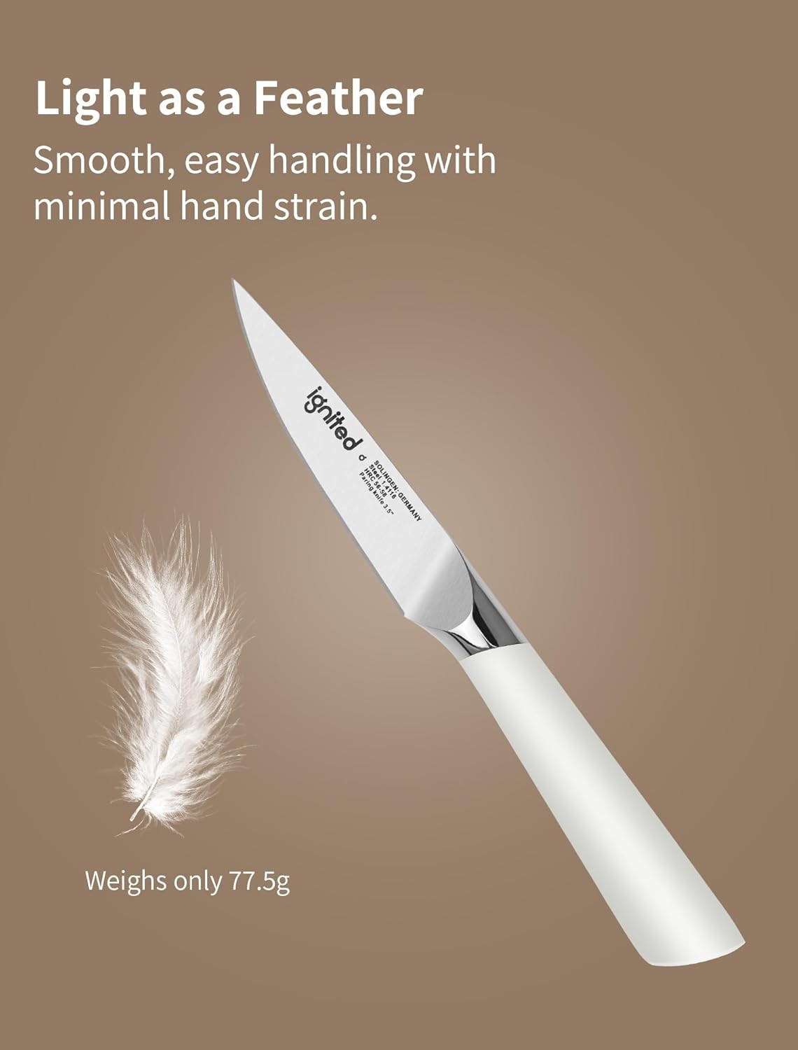 3.5 Inch Paring Knife – German Stainless Steel, Ergonomic Ivory White Handle