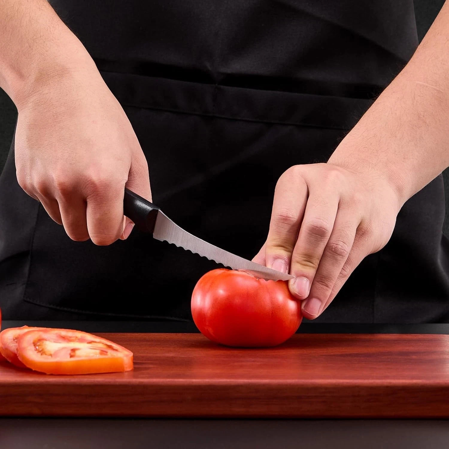 2 Pcs 6 inch Tomato Slicer, Serrated Tomato Knives, Carbon Stainless Steel Blade