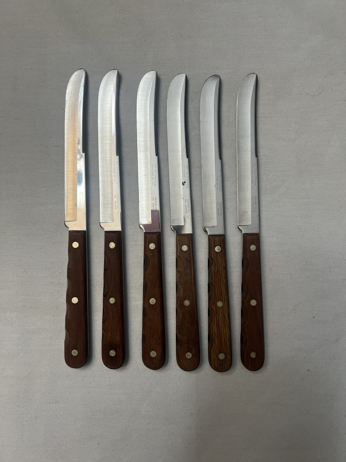 Vintage Case XX Steak Knife CAP 254 Process Pat No 2147079 Stainless Wood Set 6