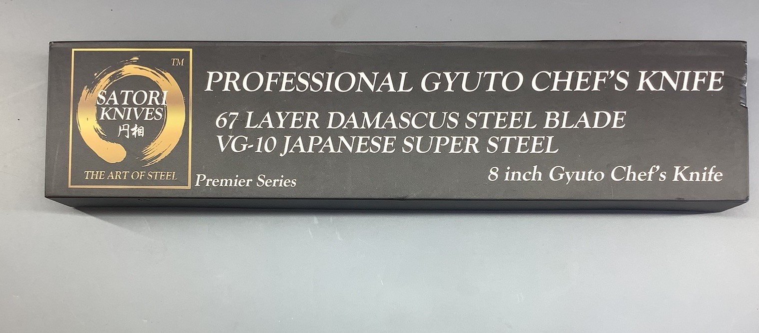 8″ Gyuto Chef Knife Vg-10 67 Layer Damascus W Sheath Satori Knives New