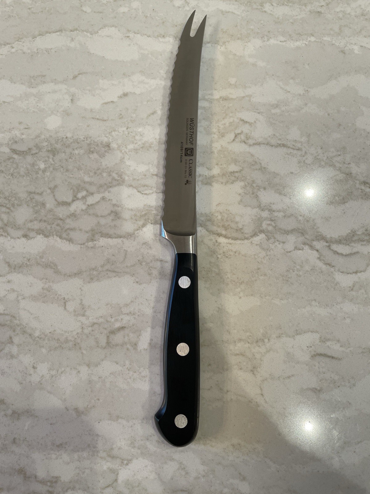 WÜSTHOF Classic 4109/14cm Serrated Forked Tomato/ Utility Knife Germany
