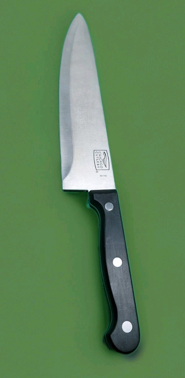 Chicago Cutlery Chef’s Knife 8” Blade Black Polymer Handle Full Tang Stainless