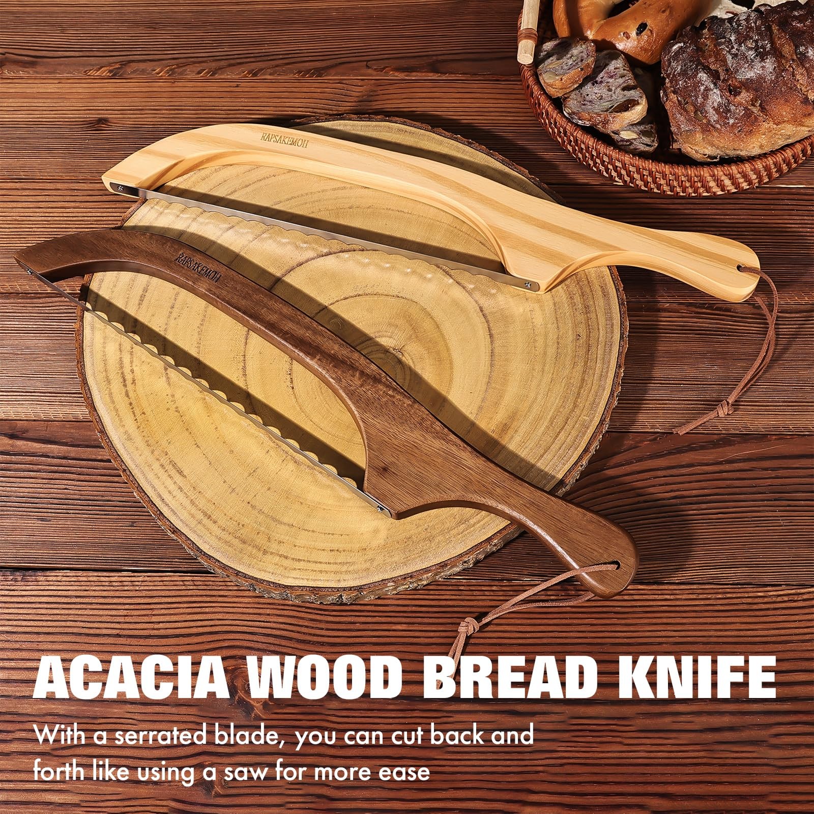 15.7 Inch Serrated Sourdough Bread Knife Slicer Homemade Bow Design Cutter