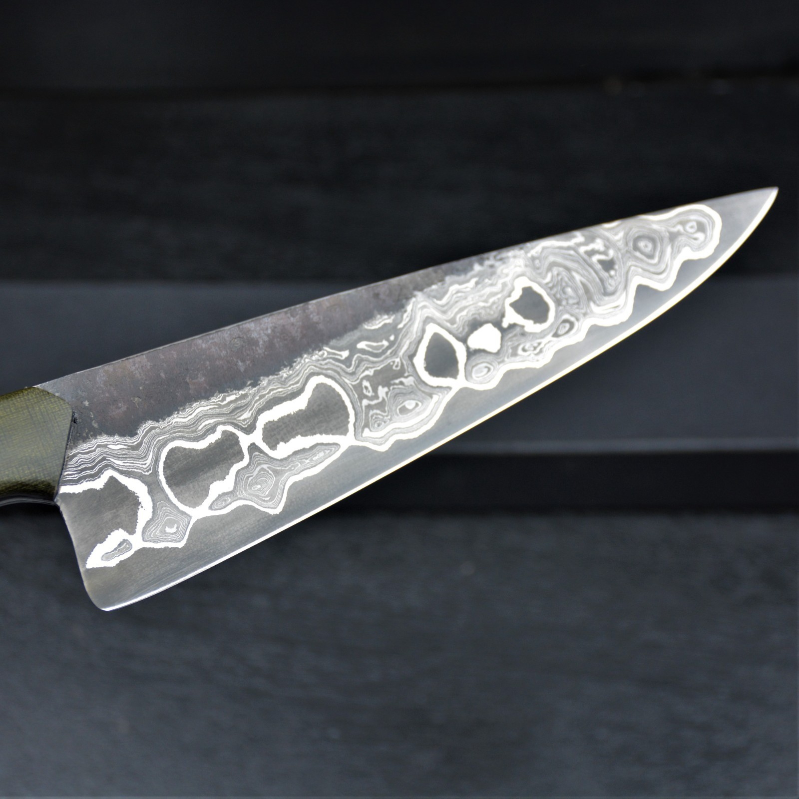 HandForged Gyuto Damascus Chef Knife San Mai , 52100 steel core , G 10 Handle