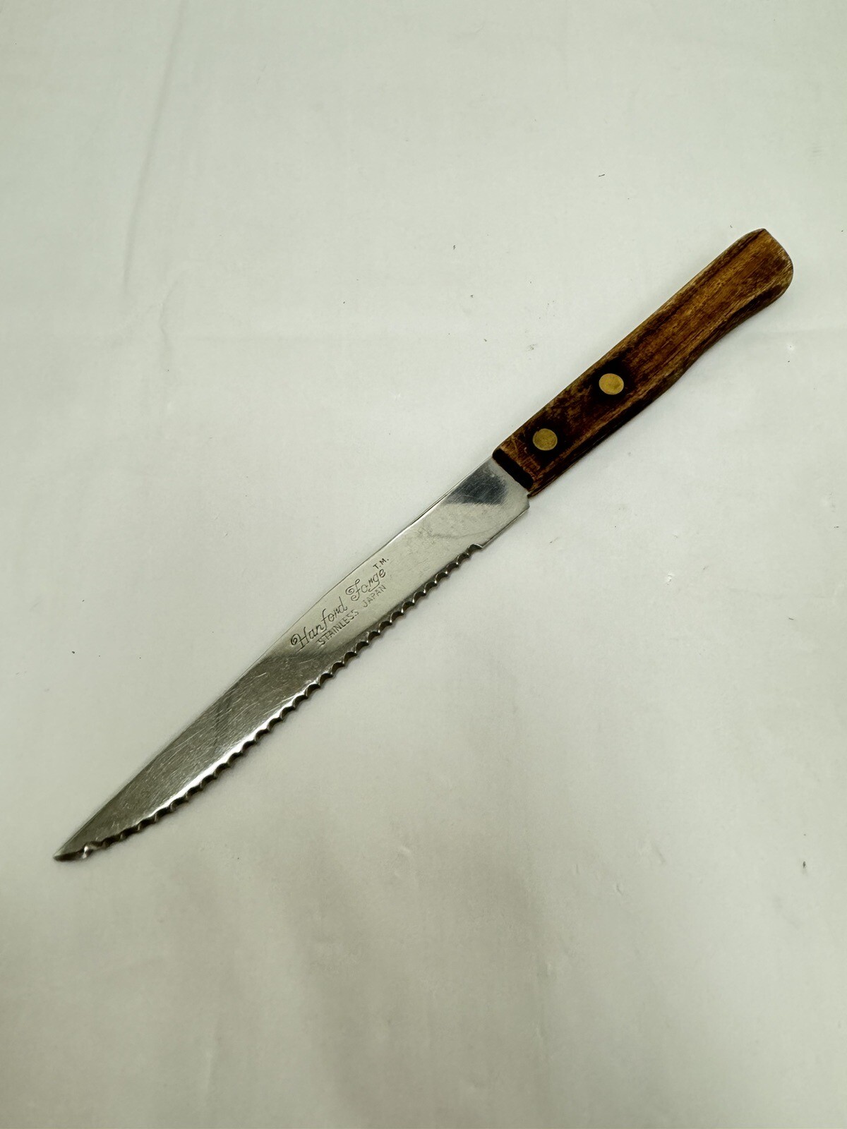 Vintage Hanford Forge Stainless Steel Steak Knife Wood Handle Japan 8″