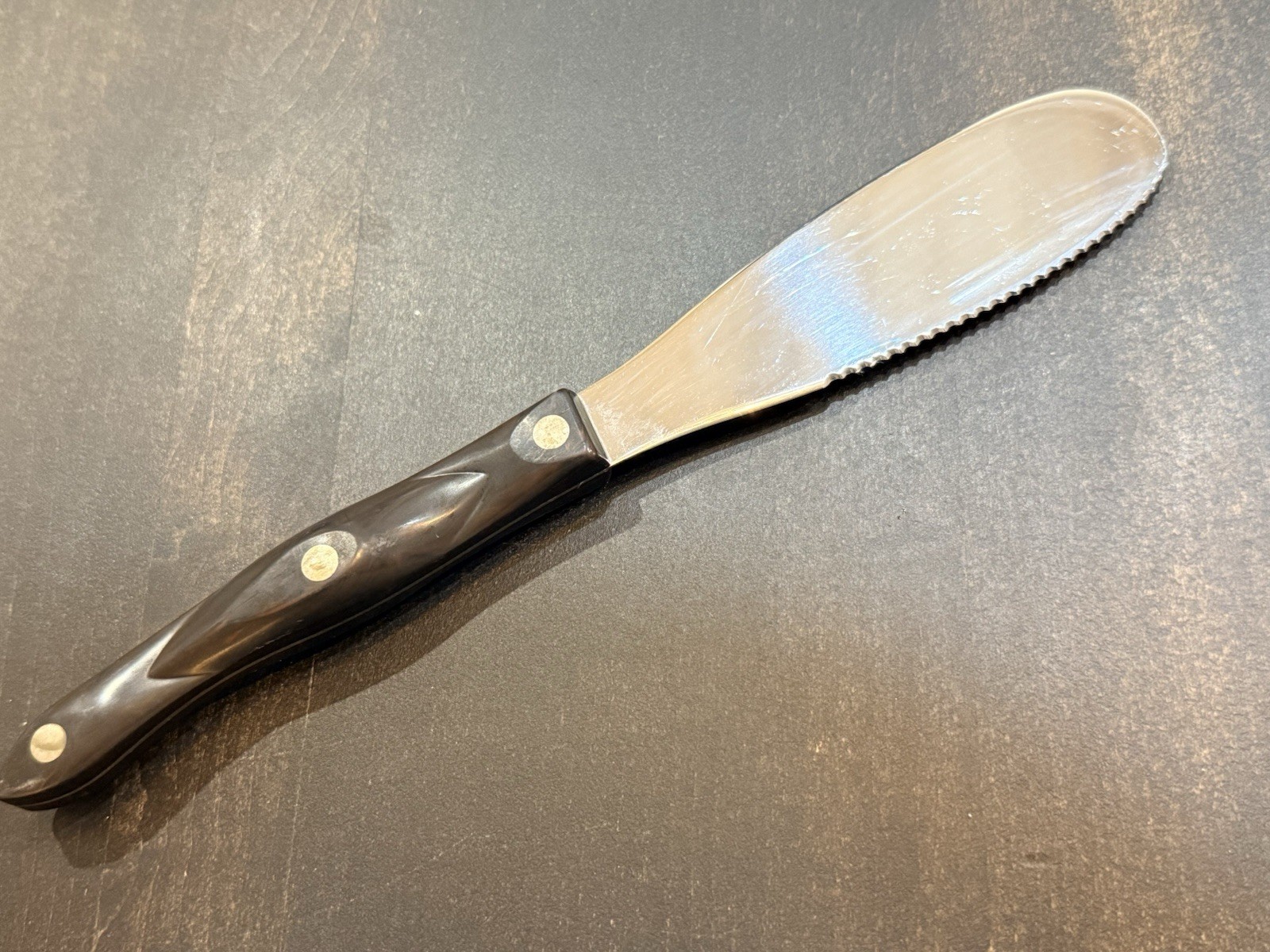 CUTCO 1768 Spatula Butter Spreader Knife Cutlery Classic Brown Handle USA EUC