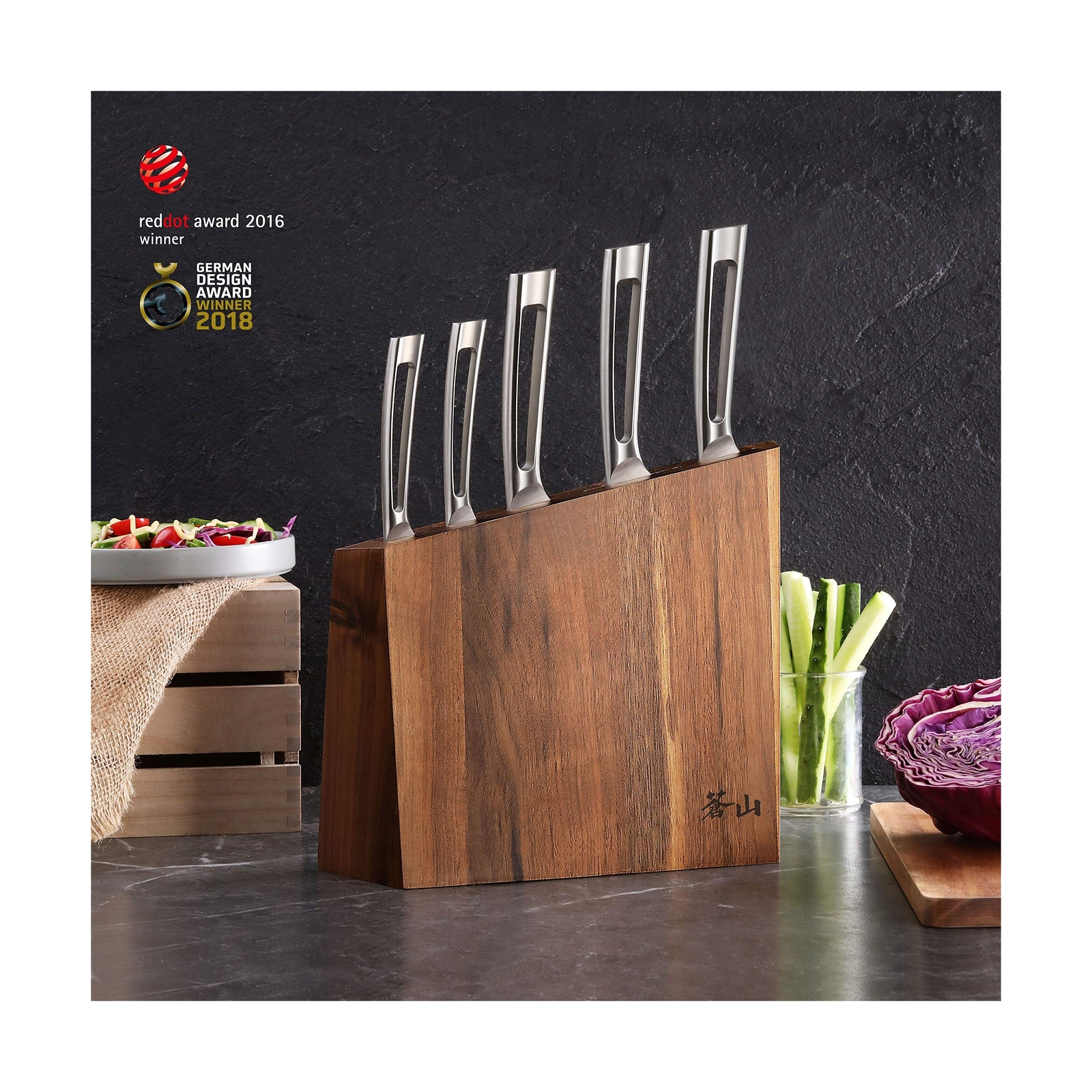 Cangshan TN1 Series 1024838 Swedish 14C28N Steel Forged 6-Piece Knife Block S…