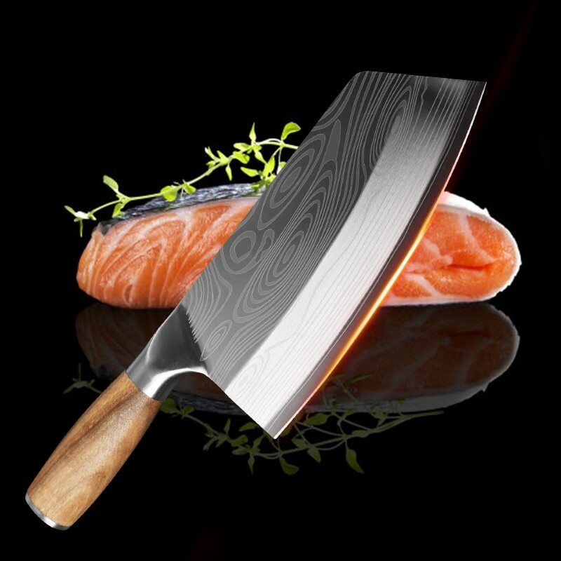 Stainless Steel Asian Chef Knife Kitchen Butcher Damascus Cleaver Chopping Meat