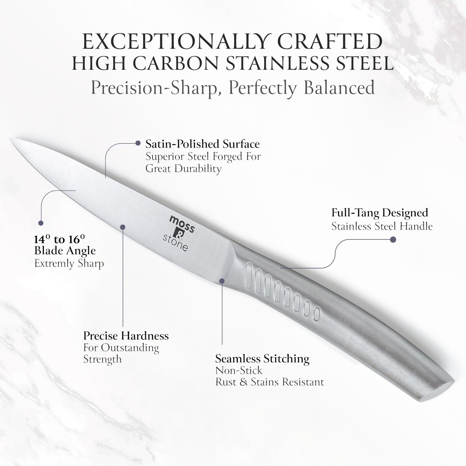 Moss & Stone Professional Kitchen Knife Chef Set, 6 Pcs Small Knife Set With …