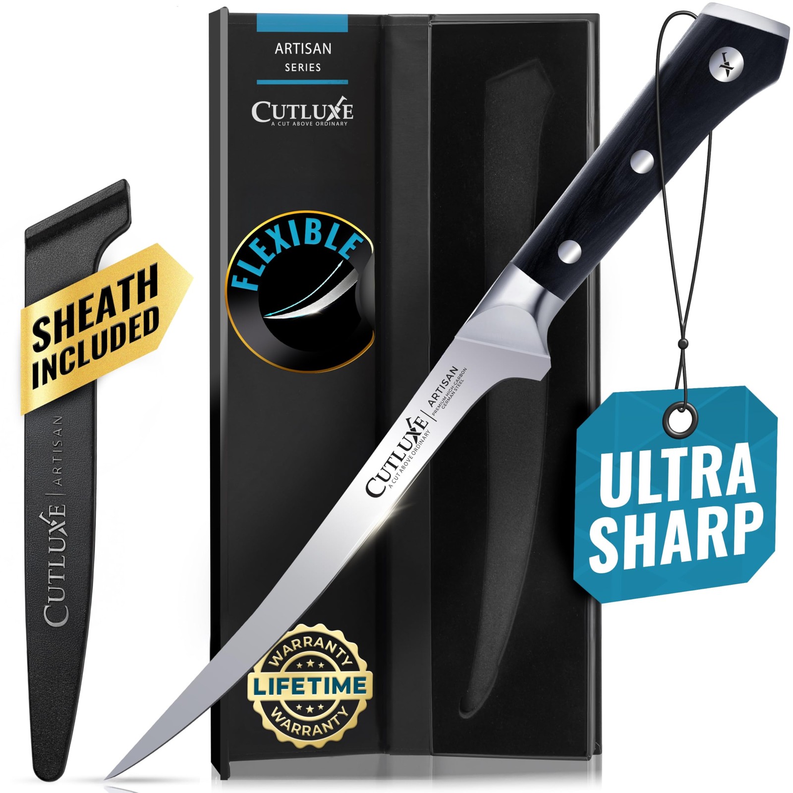 Fillet Knife 7″ High Carbon German Steel Full Tang Ergonomic Handle Artisan