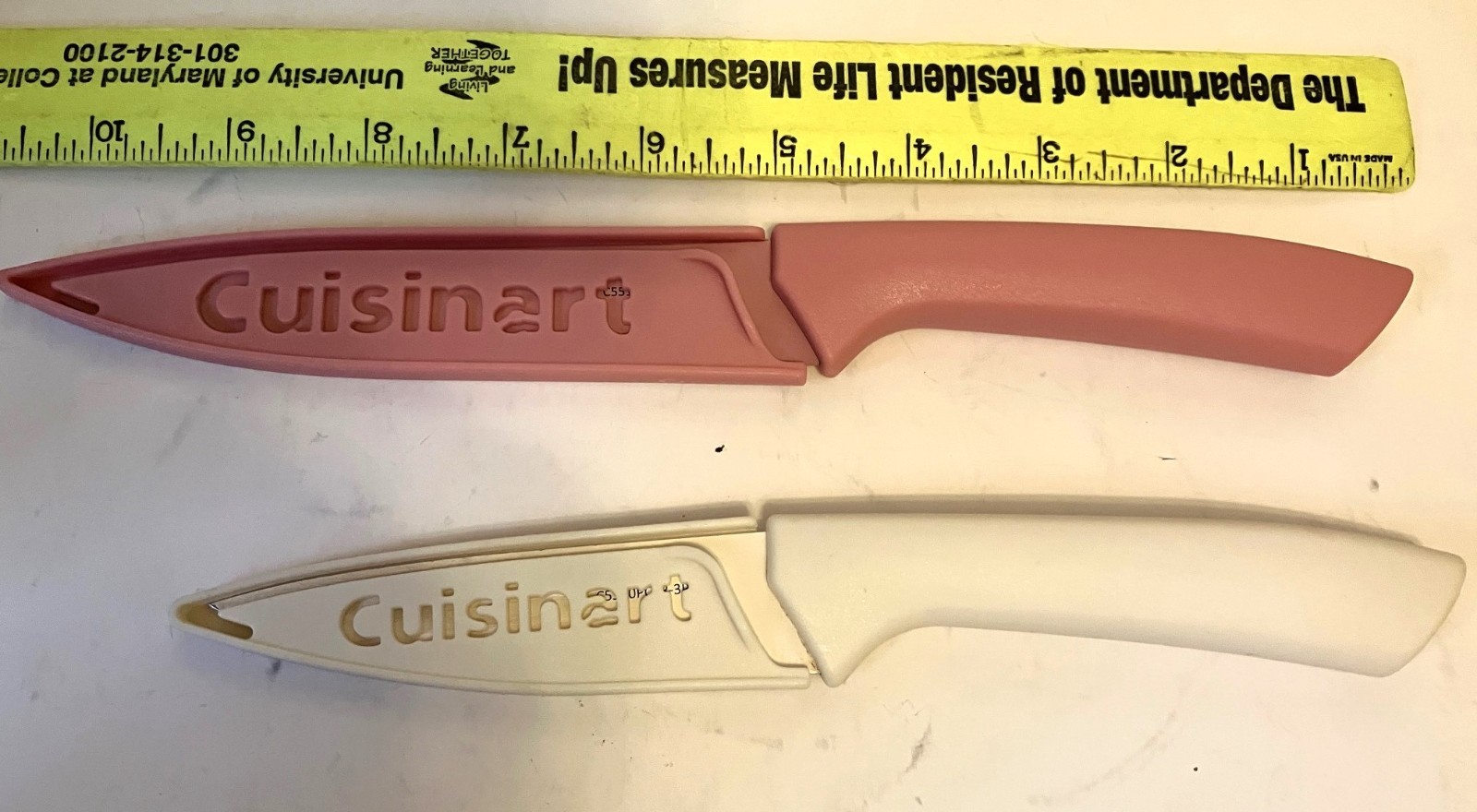 Cuisinart Ceramic Coated Knife Pink 10″ Serrated & Beige 8″ Smooth Edge Set of 2