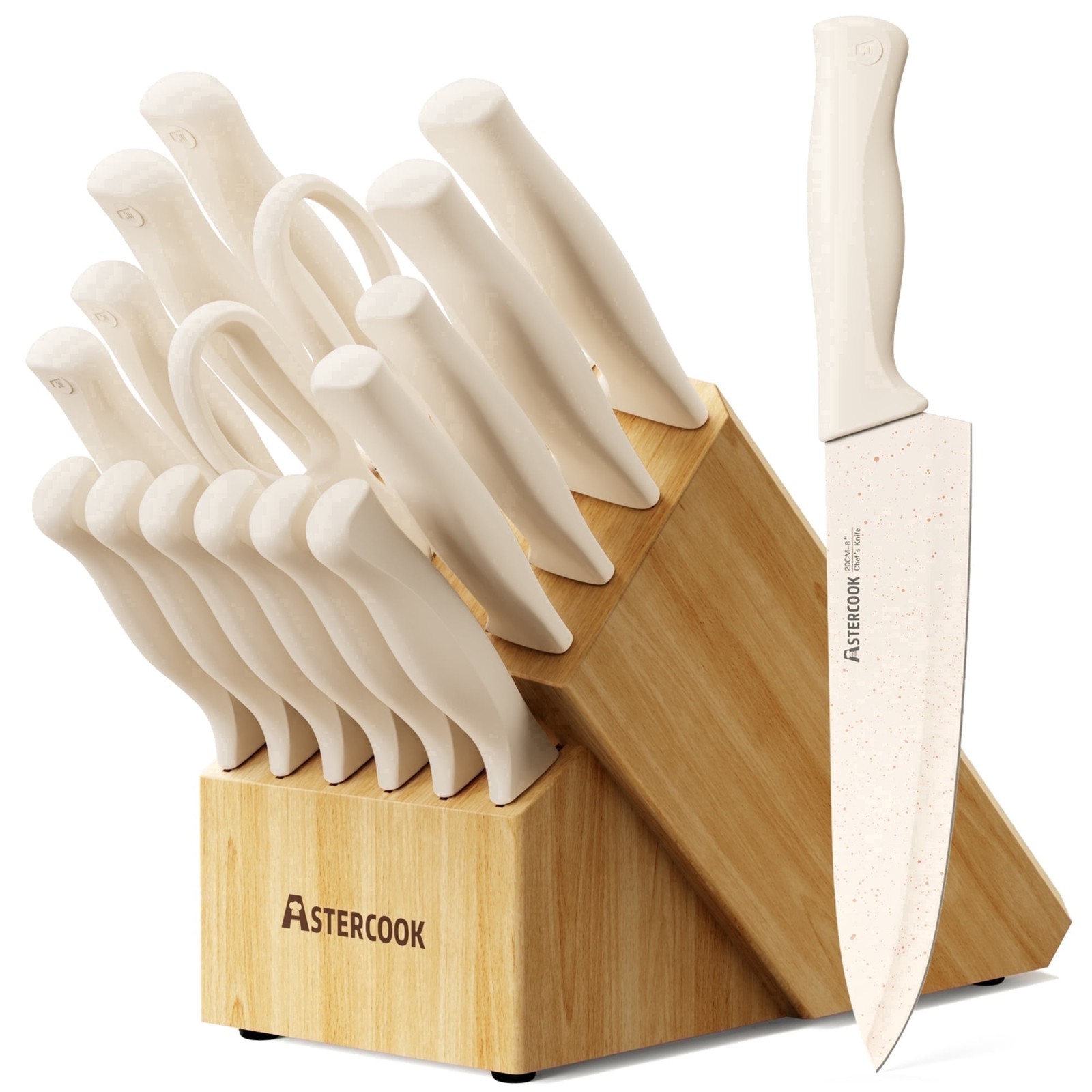 Astercook Knife Set, 17 Pieces Kitchen Knife Sets with Anti-Rust Coating