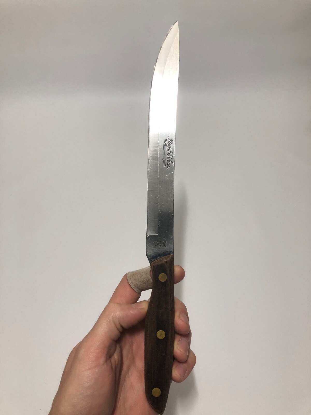Royal Saber Kitchen Knife Stainless Steel Wooden Handle Made In Japan 13 Inches