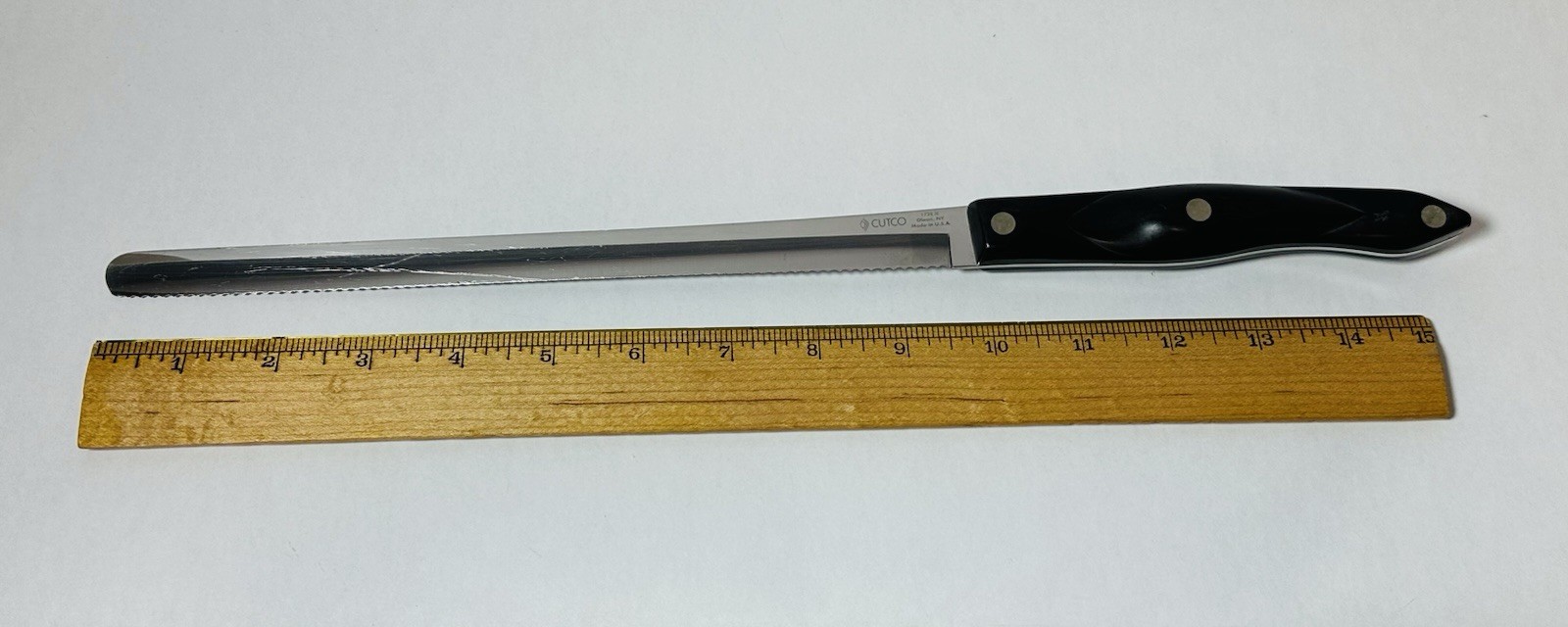 Cutco 1724 JE 9-3/4″ Serrated Bread Knife Stainless Blade Dark Brown Handle USA