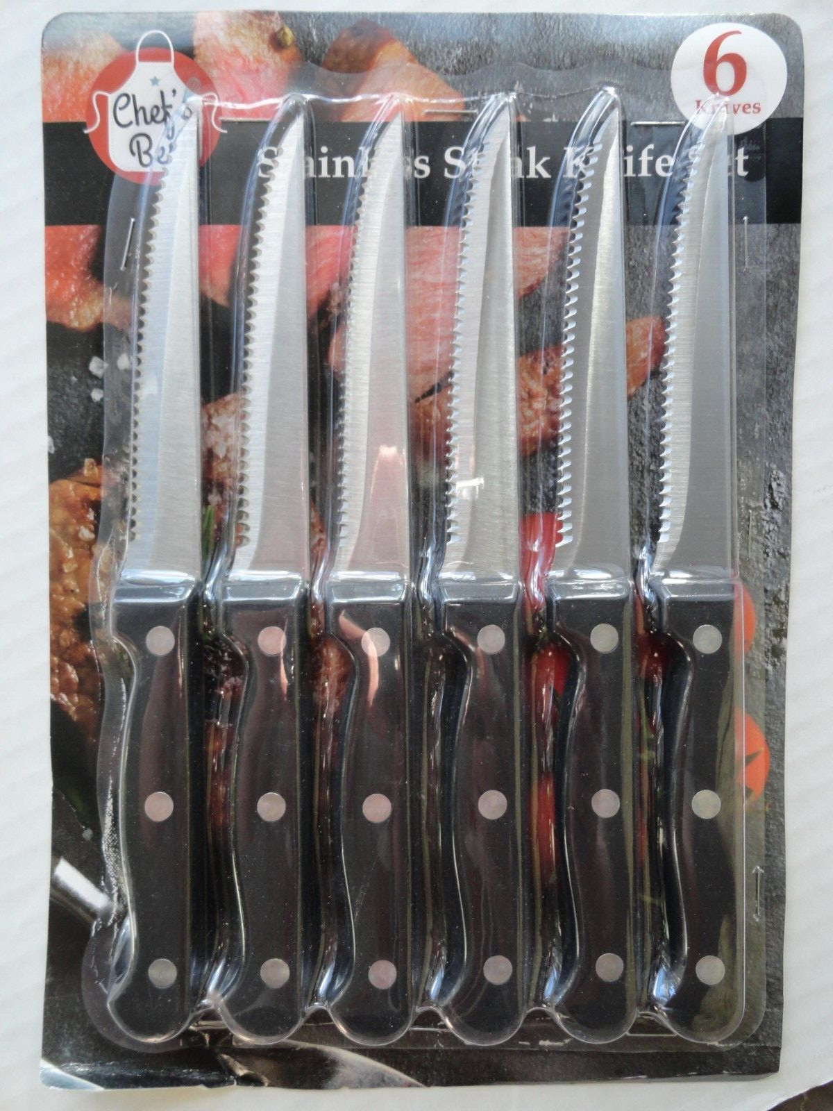 Chef’s Best Stainless Steel 6 Piece Steak Knife Set NEW
