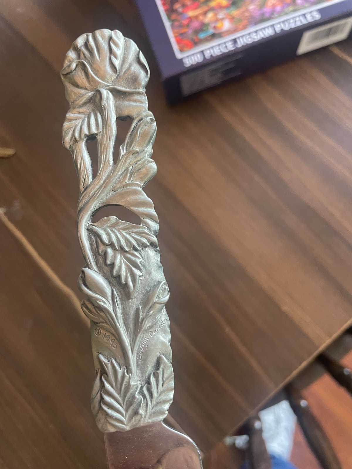 super keen Seagull Pewter bread/ CAKE Knife Used-13 INCHES- Canada