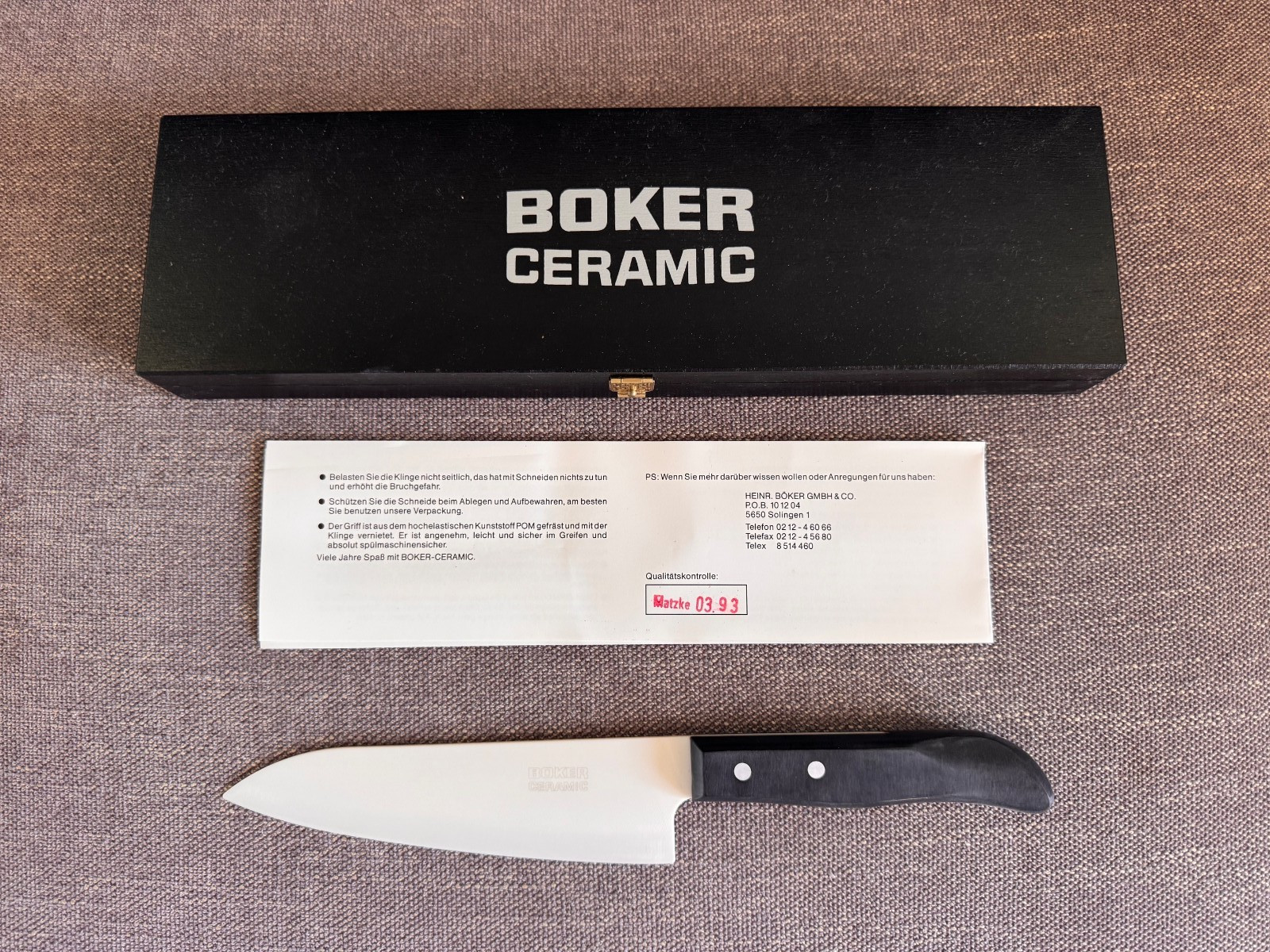 Boker Ceramic 6″ White Ceramic Blade Kitchen Chefs Knife – NEW