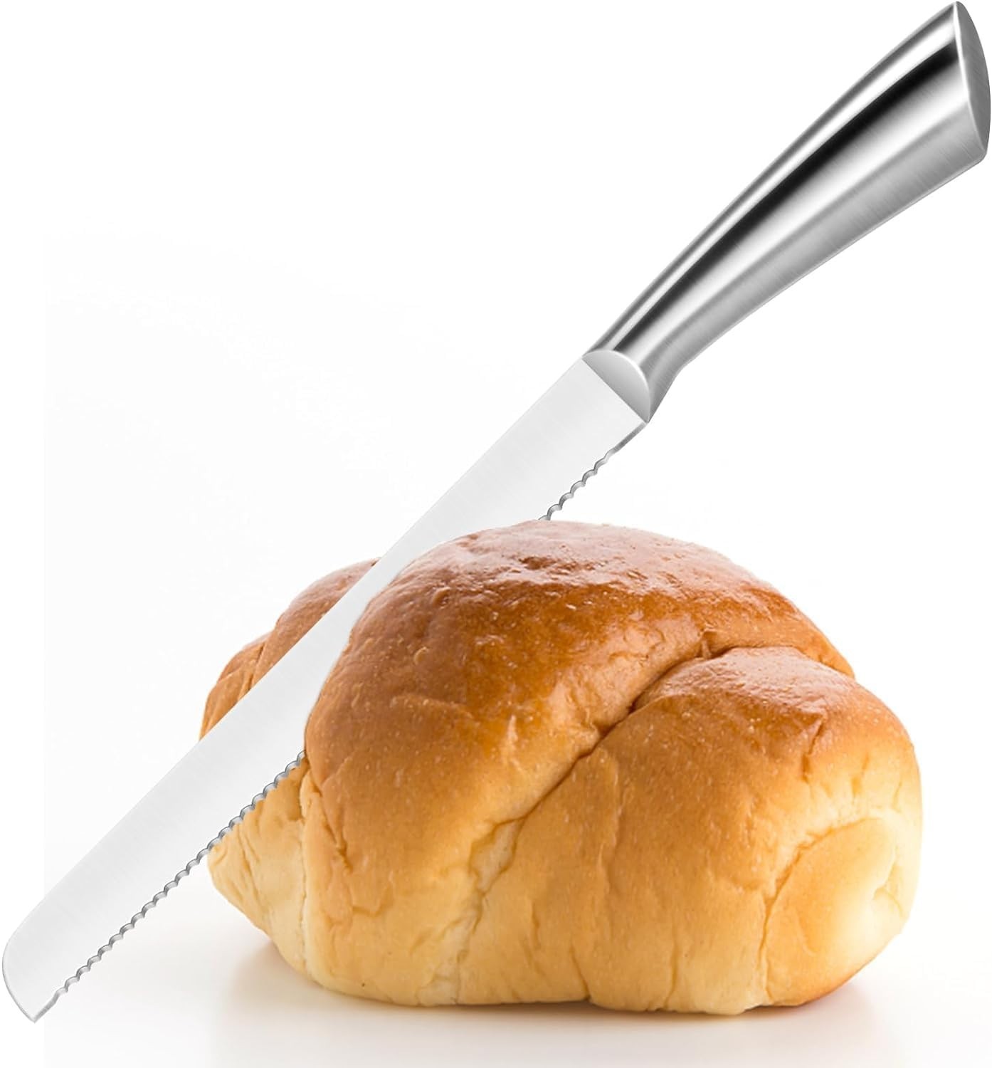 Serrated Bread Knife, Pastry-Slicer 10″ or 8 Inch Blade,One-Piece Stainless …