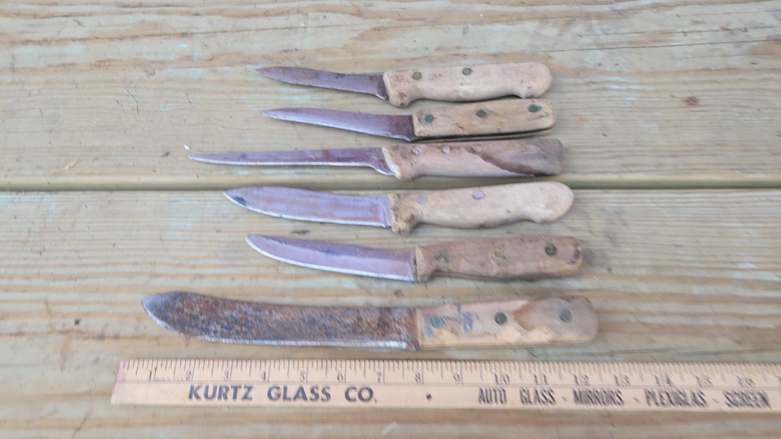 MIXED BRANDS LOT OF 6 VINTAGE Wood Handle KNIVES