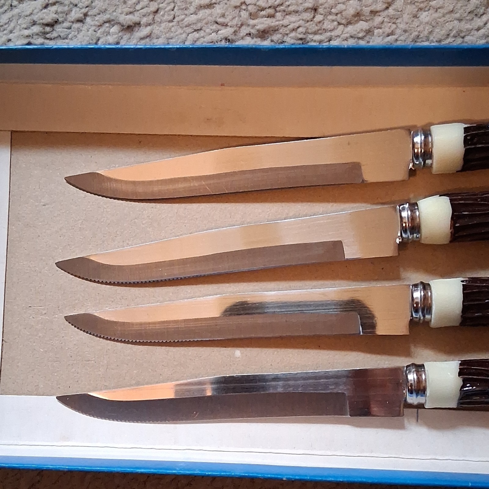 Stainless Steel 6-Piece Hollow Ground Knife Set with Brown Plastic Handles