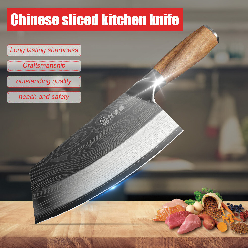 Stainless Steel Asian Chef Knife Kitchen Butcher Damascus Cleaver Chopping Meat