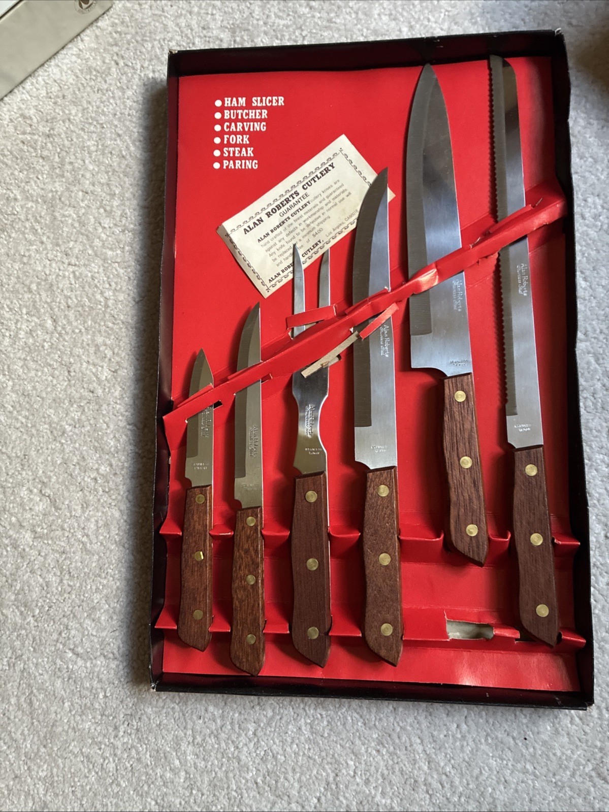 ALAN ROBERTS 6 Piece Gourmet Cutlery Set Stainless Steel Knives. Free Shipping!