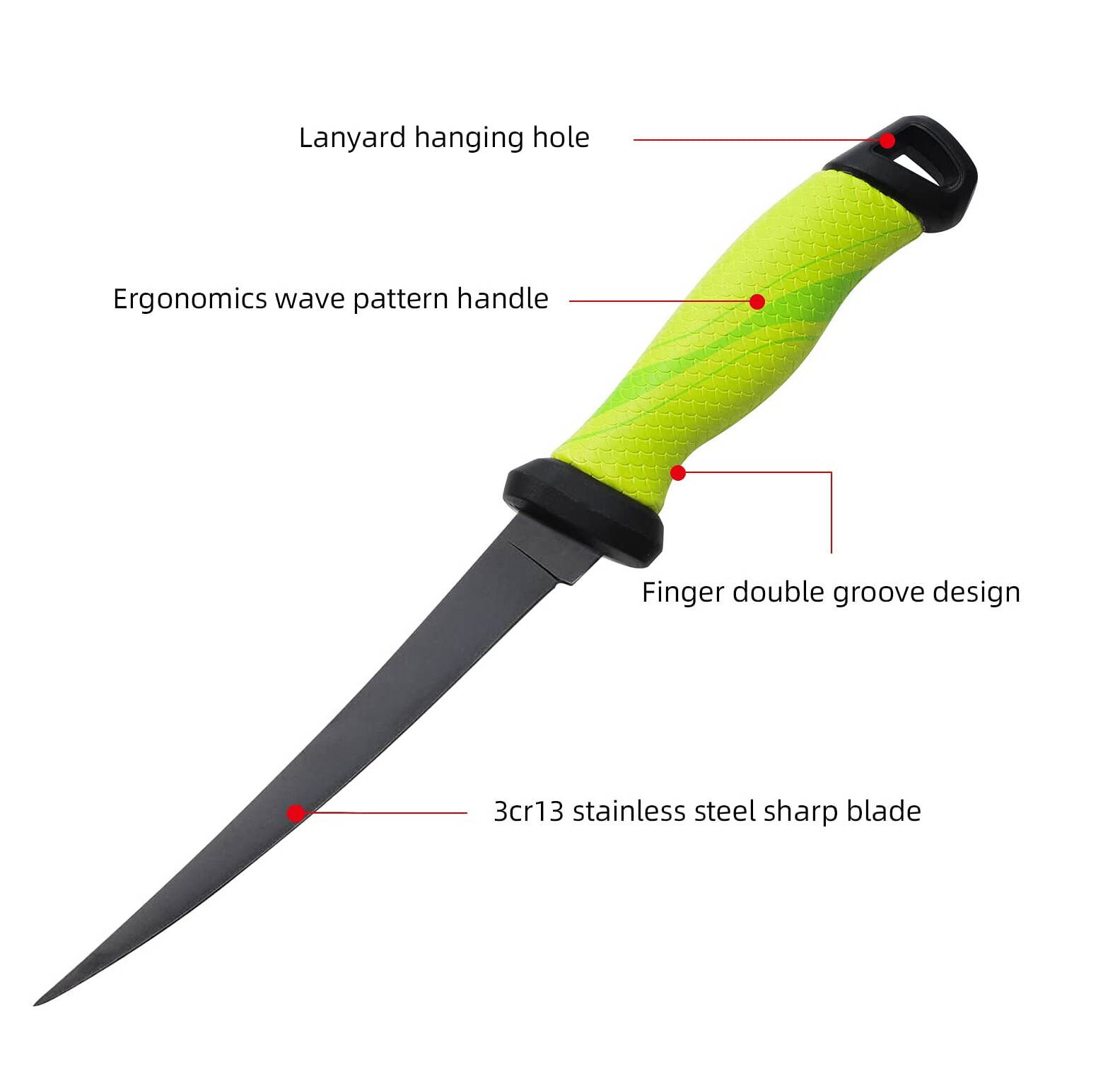 Fishing Fillet Knife with Sheath Stainless Steel Salt Water Resistance