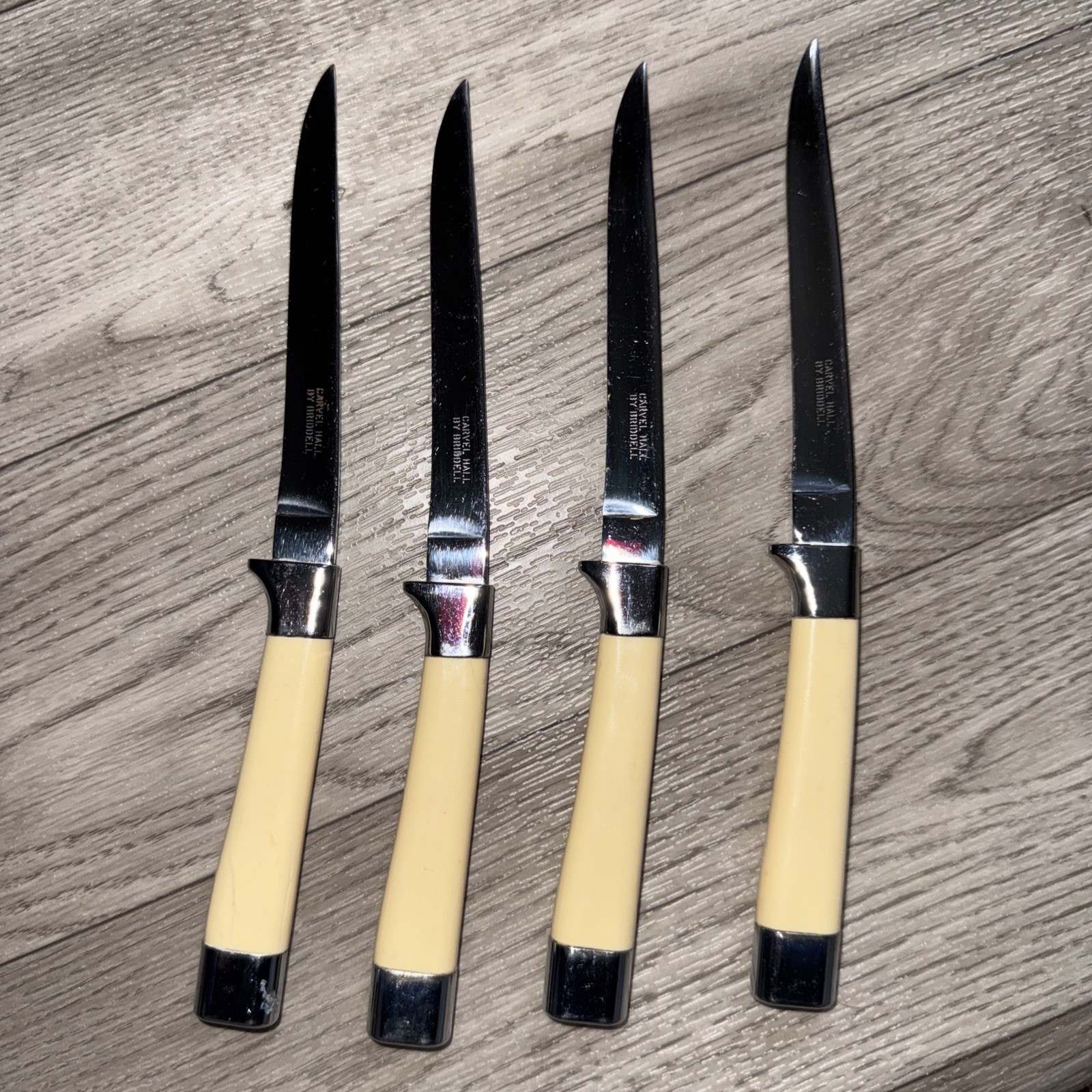 Vintage Carvel Hall Steak Knives By Briddell Set of 4 Cream Ivory Color Handles