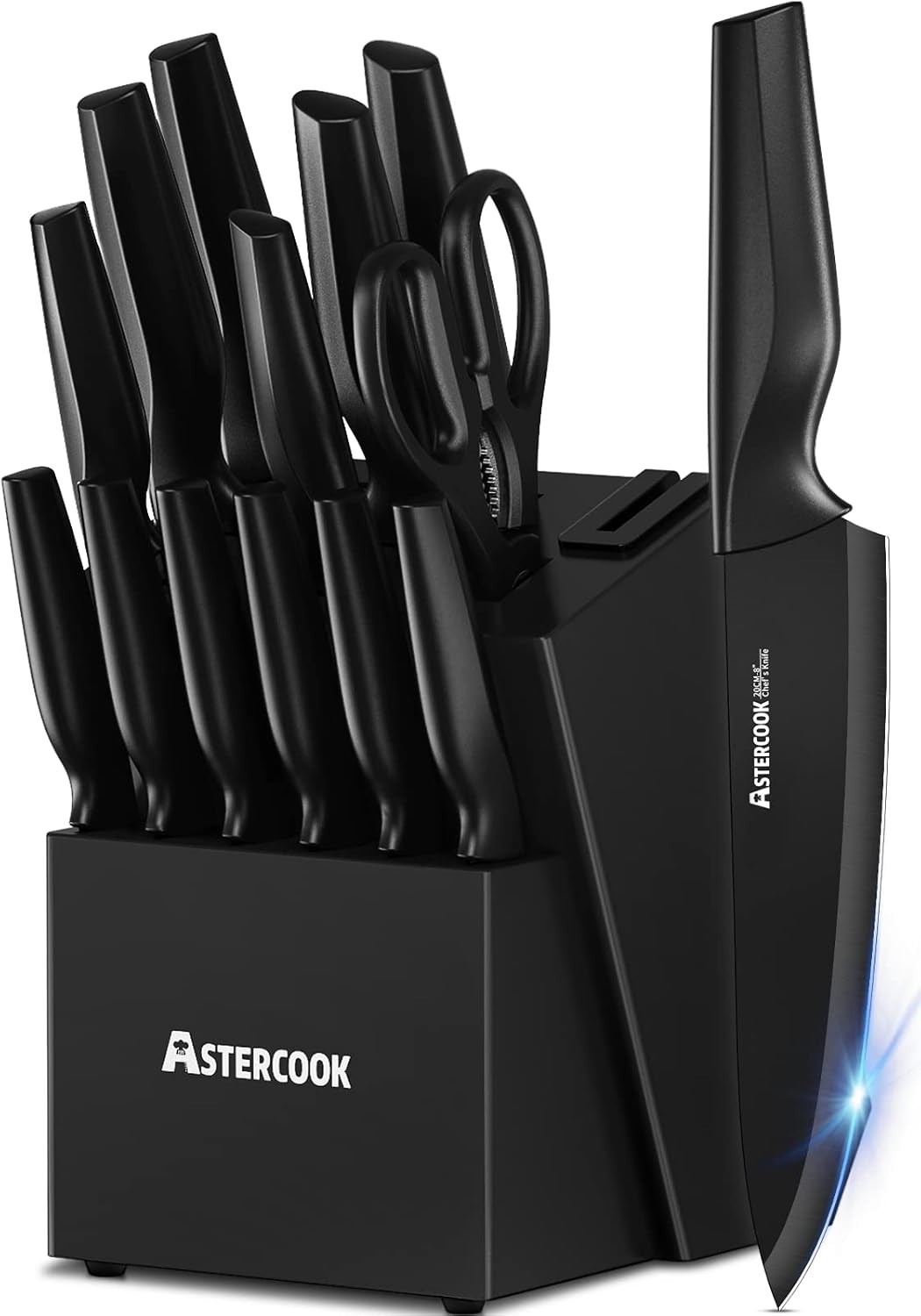 Knife Set, Kitchen Knife Set with Built-in Sharpener Block, Dishwasher Safe, …