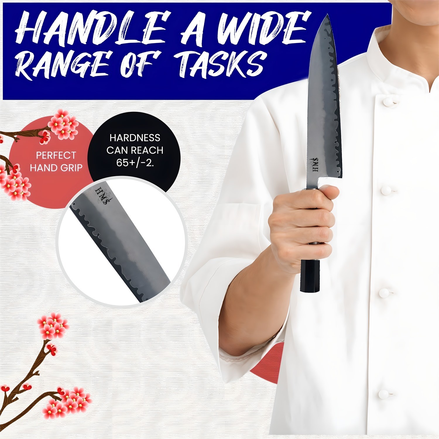 Gyuto Chef Knife 8 Inch Blade HAP40 Triple-Layer Steel