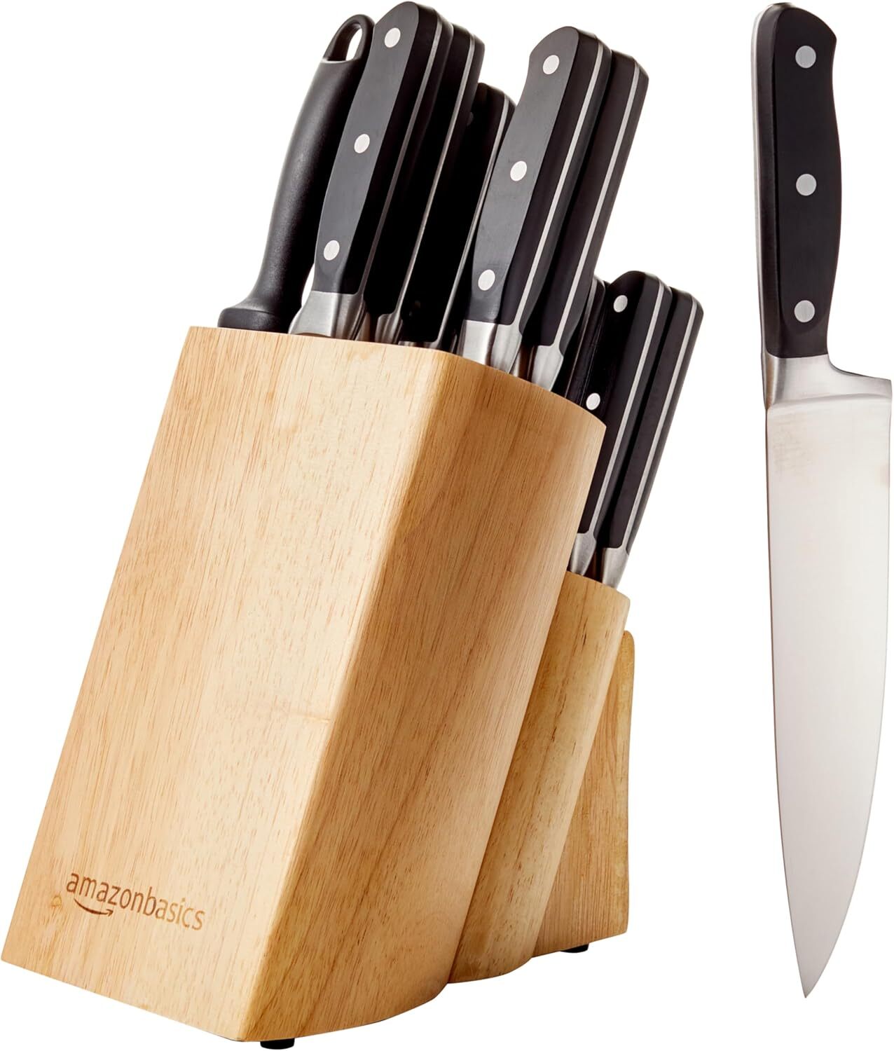 18-PiecePremium High Carbon Stainless Steel Blade Set with Pine Wood Block,Black