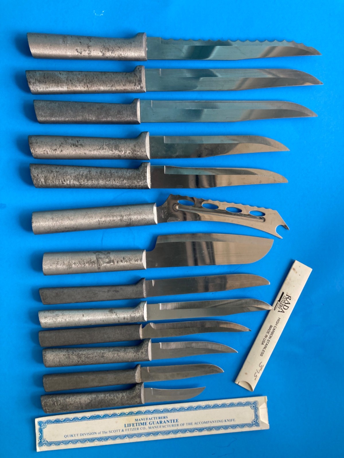 LOT 13 KITCHEN KNIFE MIXED ALUMINUM HANDLE RADA CHEF Knives Cheese Steak Slicers