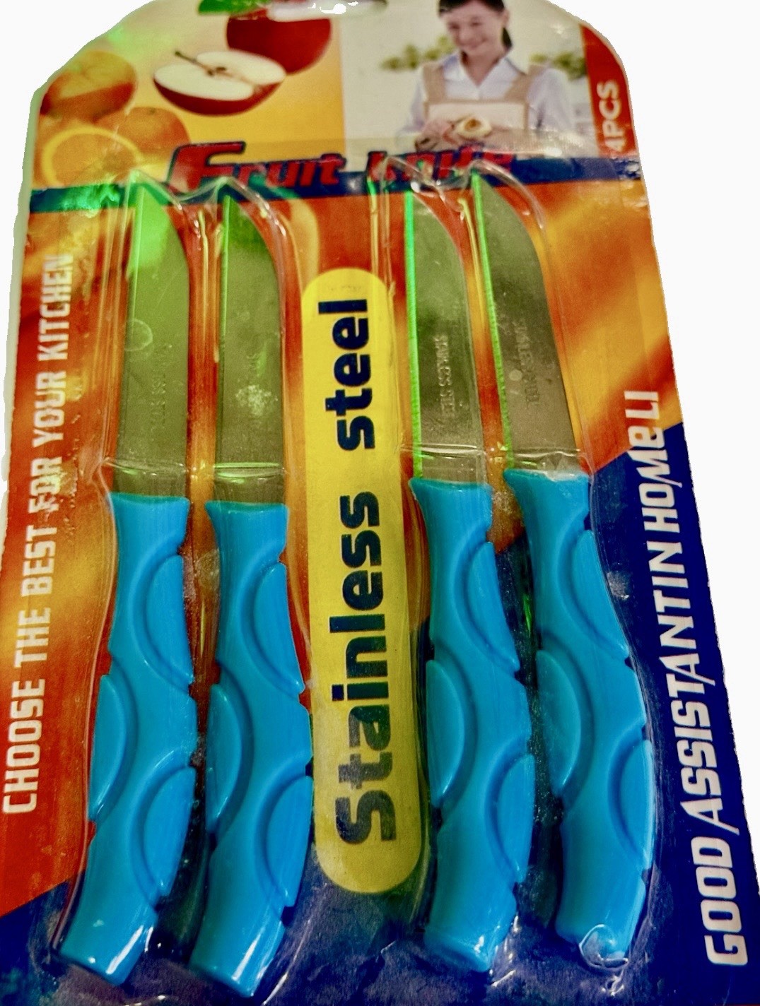 4 PCS Handle Fruit Kitchen Vegetable Knife Set Small Blue Hot Seller Monochrome