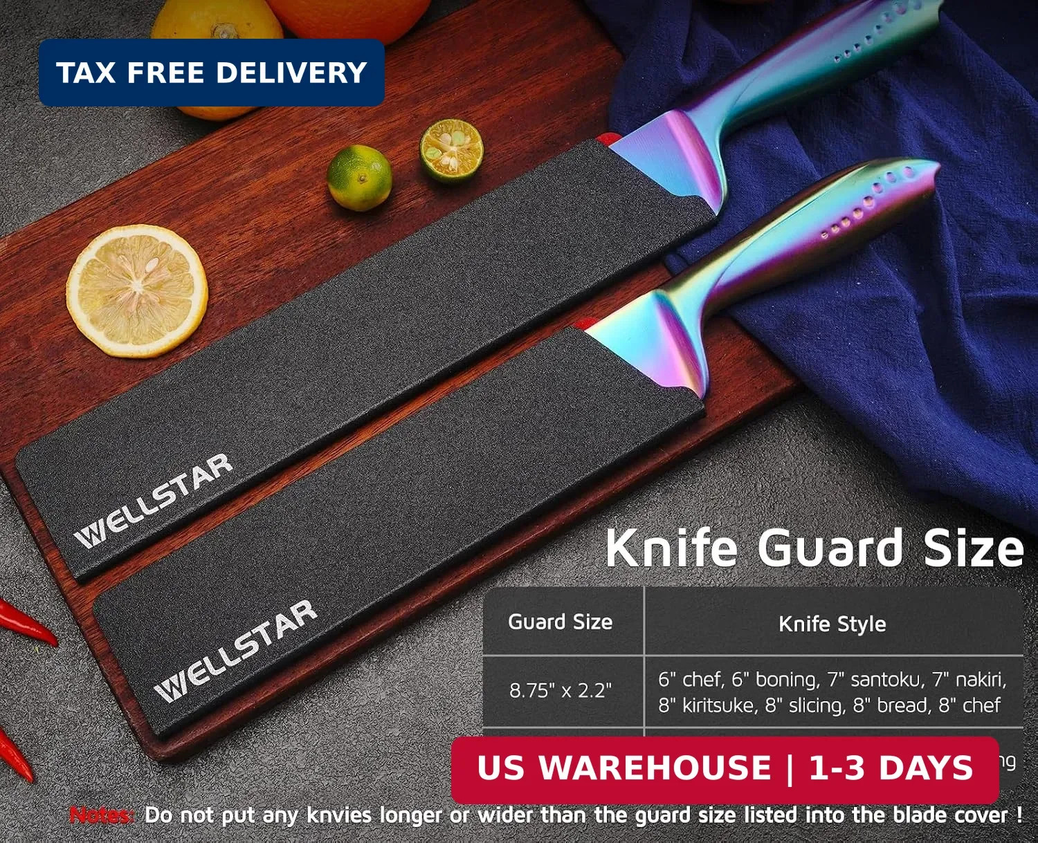 Knife Edge Guards Set, 2 Piece Universal Blade Covers, BPA Free ABS Protective B
