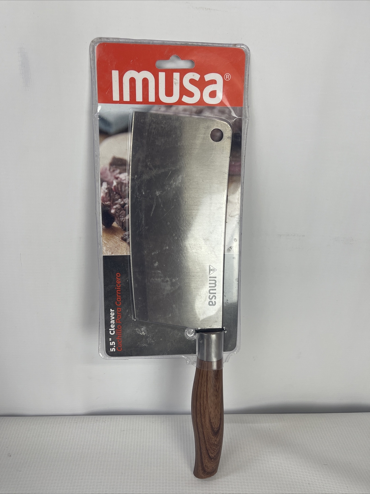 IMUSA 5.5” Cleaver Stainless Steel Wood Ergonomic Handle New Sealed Knife