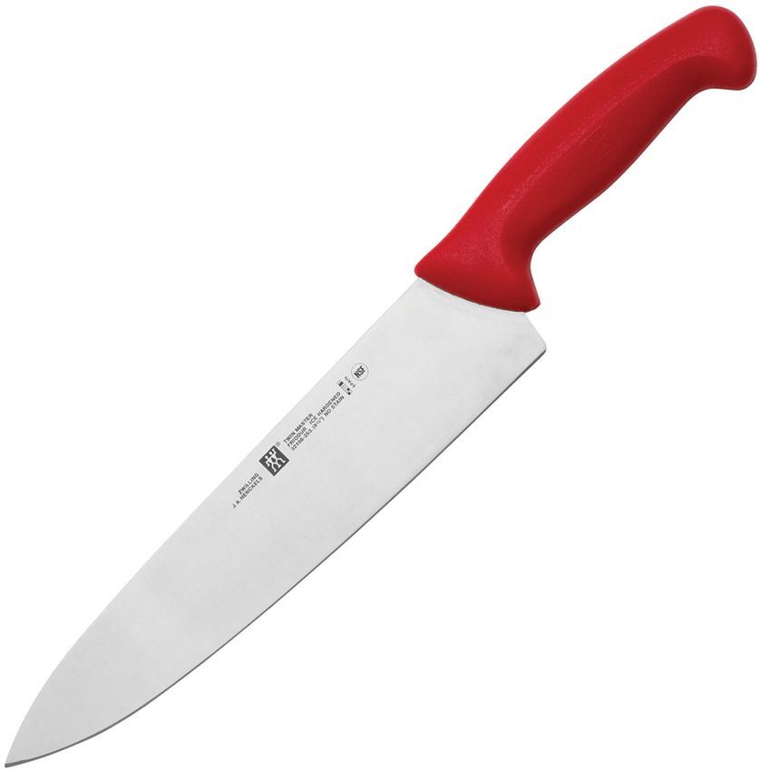 Henckels Zwilling Fixed Knife 10″ Stainless Steel Blade Red Plastic Handle