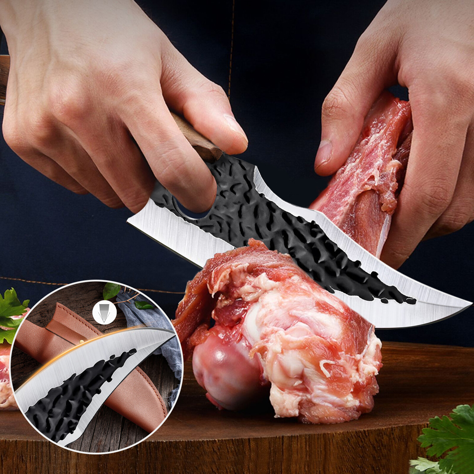 Serbian Butcher Boning Knife Hand Forged Kitchen Chef Knife Meat Cleaver Slicing