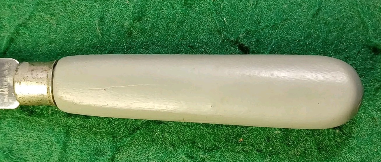 Vtg Geneva Forge Double Edge Grapefruit Knife, W/ Teal Wood Handle