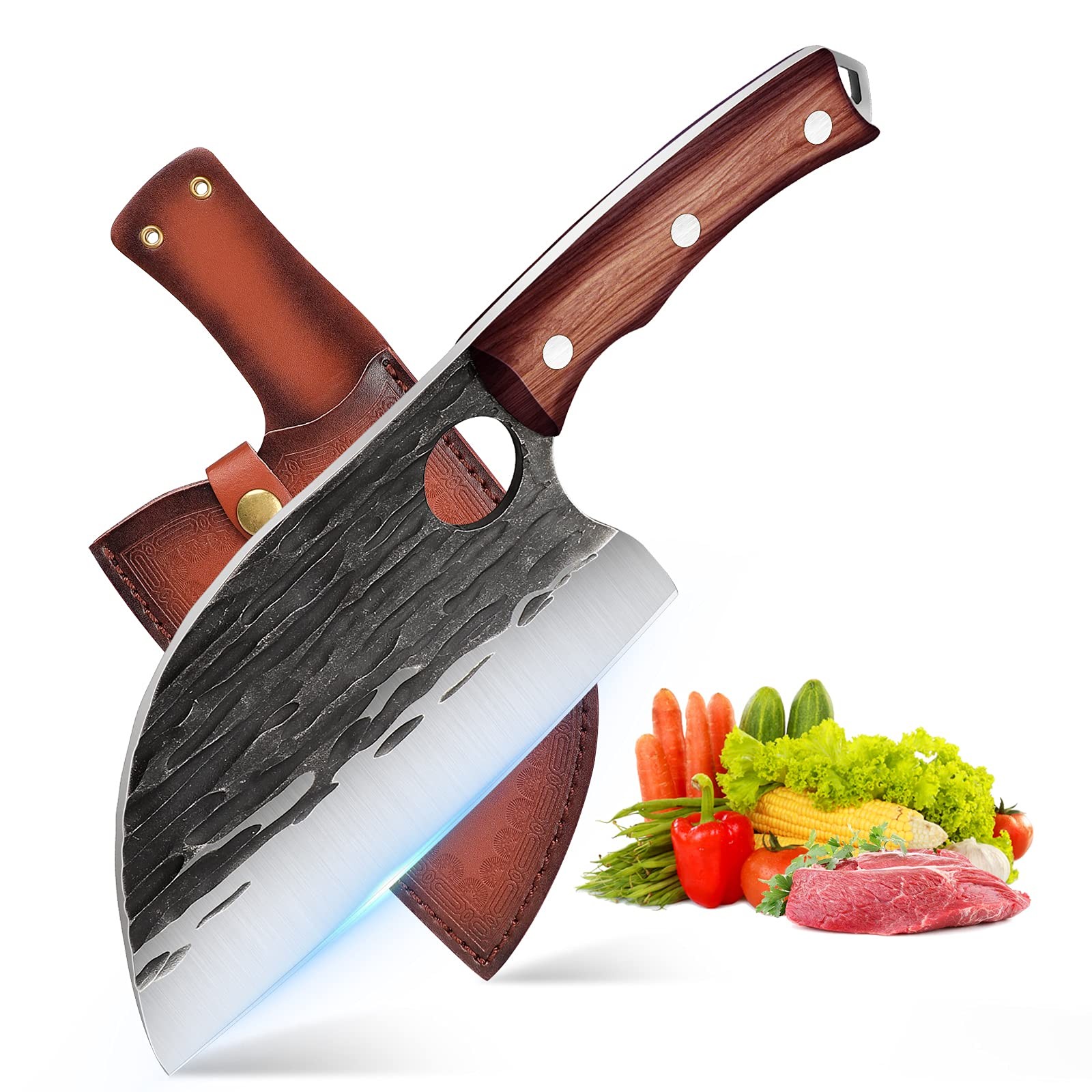 Serbian Chef Knife 6.5″ Butcher Knife Japanese Full Tang Boning Chopping Viki…