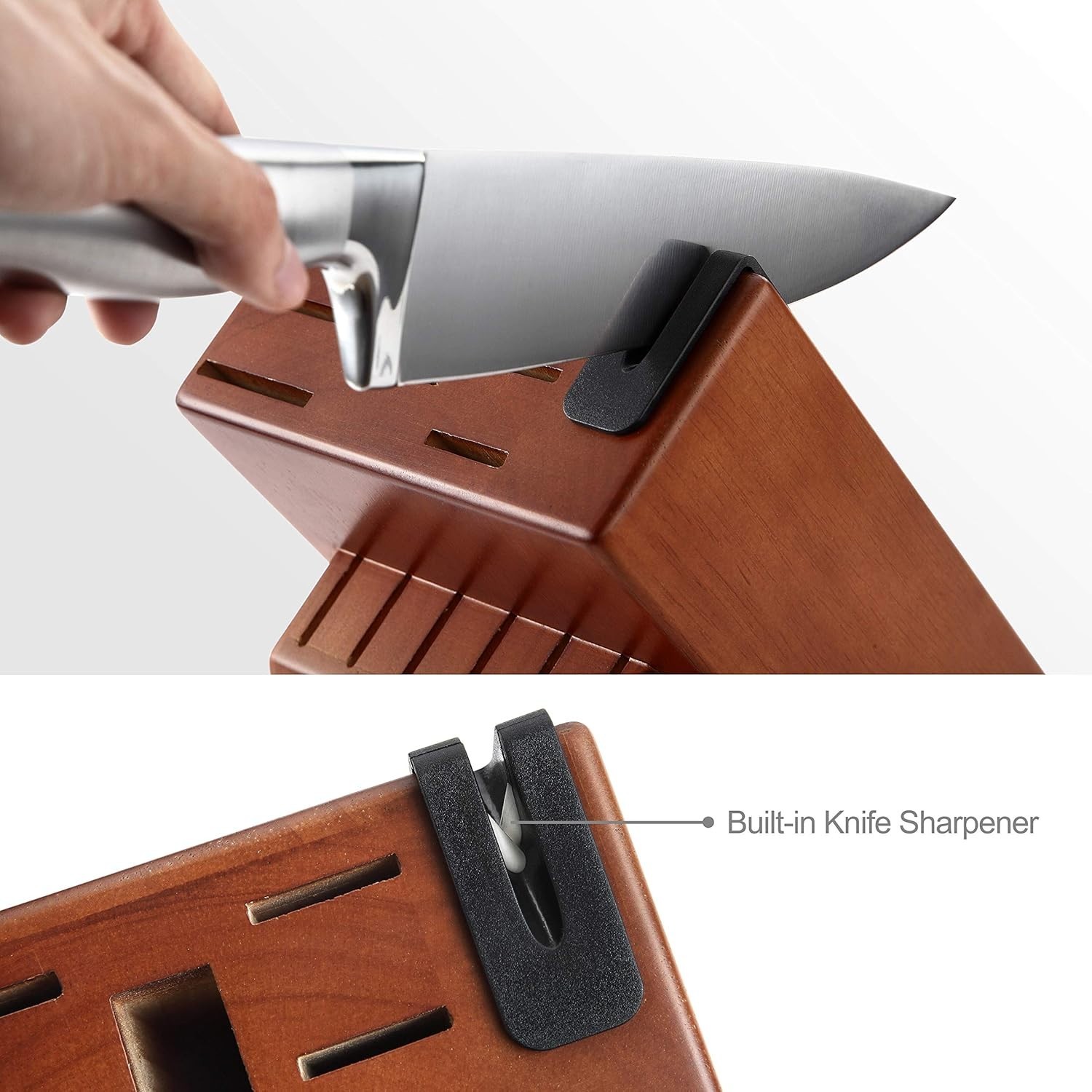 15-Piece German Stainless Steel Knife Set with Built-in Sharpener & Block
