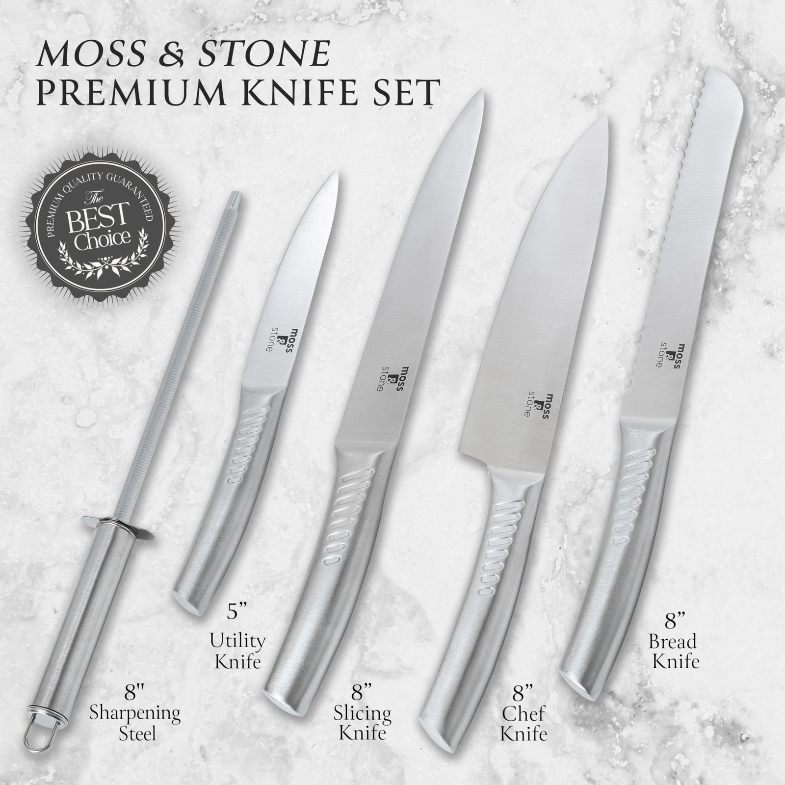Moss & Stone Professional Kitchen Knife Chef Set, 6 Pcs Small Knife Set With …
