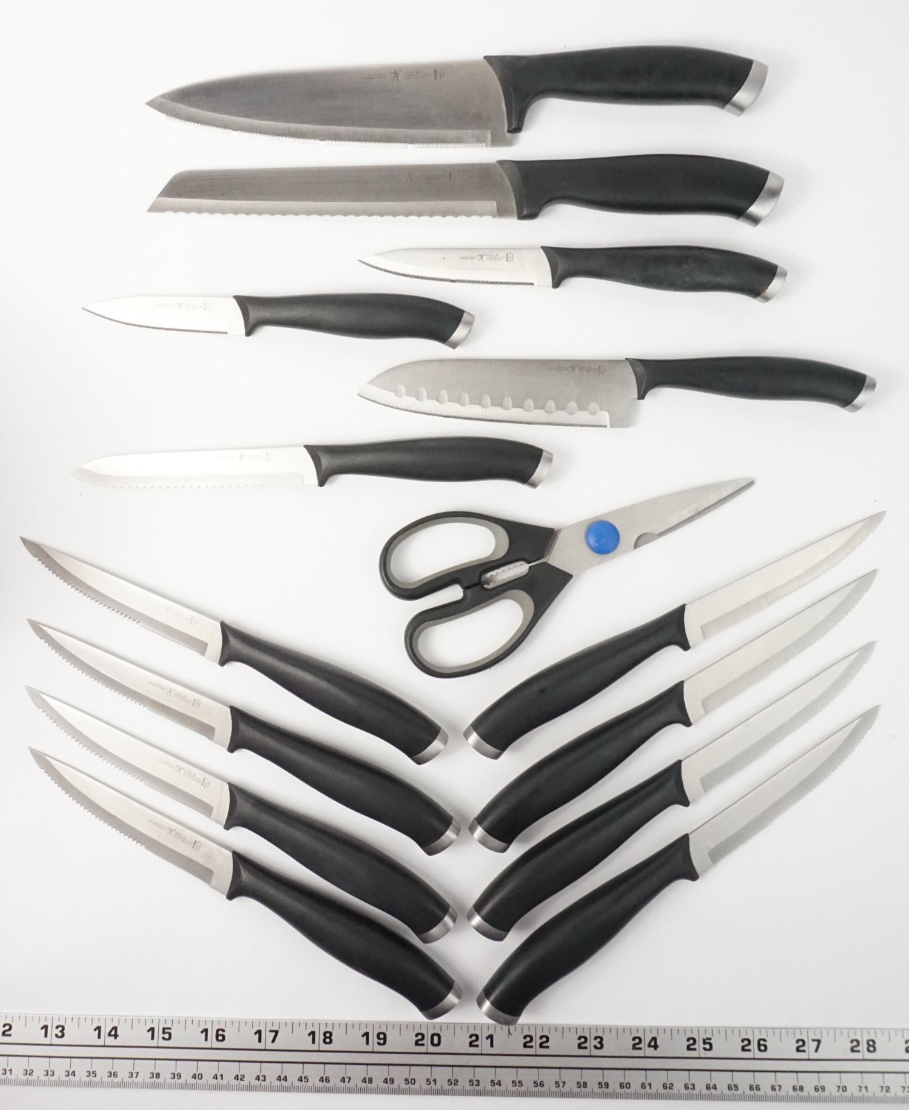 Henckels Silvercap 16 Piece Stainless Steel Knife Block Set Black Handles